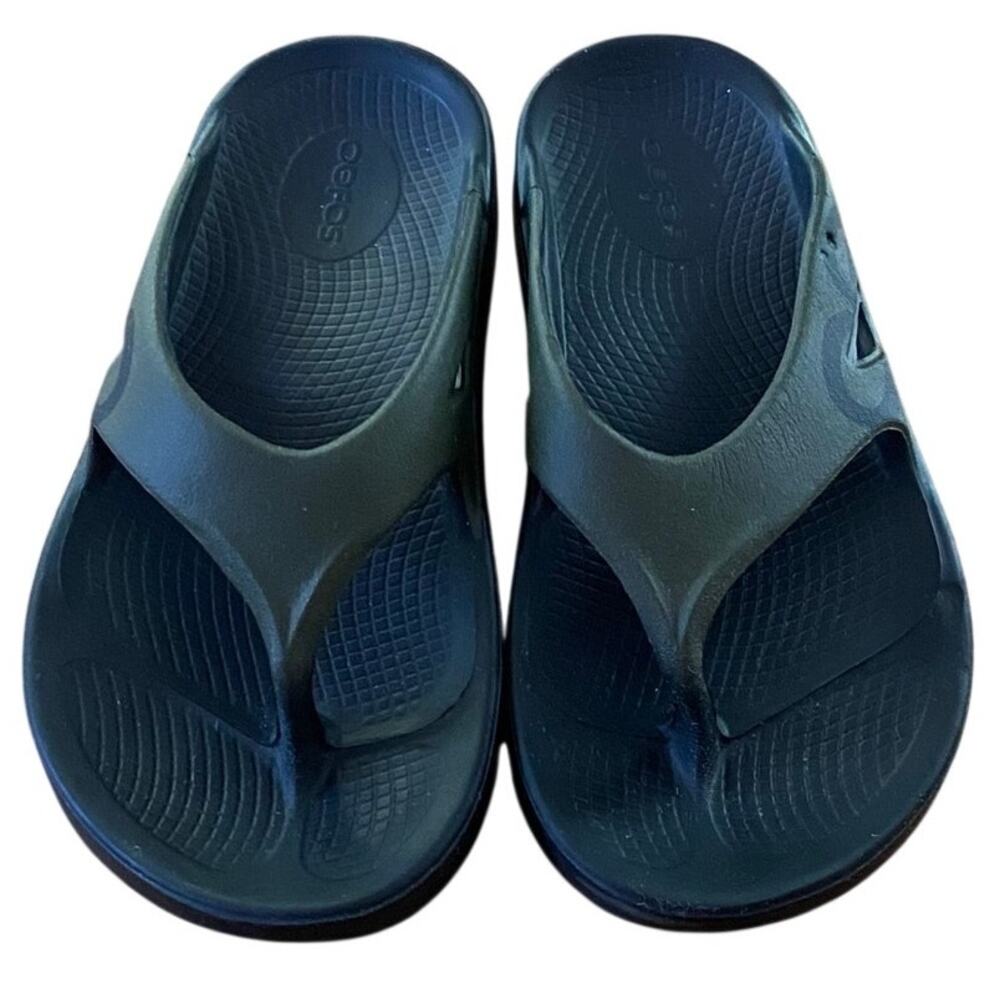 Oofos "Original Sport" Flip Flop, Olive Green/Black, Women 8, EVA Foam, Comfort